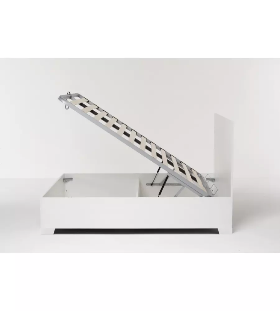 LETTO MATRIMONIALE CONTENITORE CON PIEDINI "HI BOX" BIANCO 160X190 CM